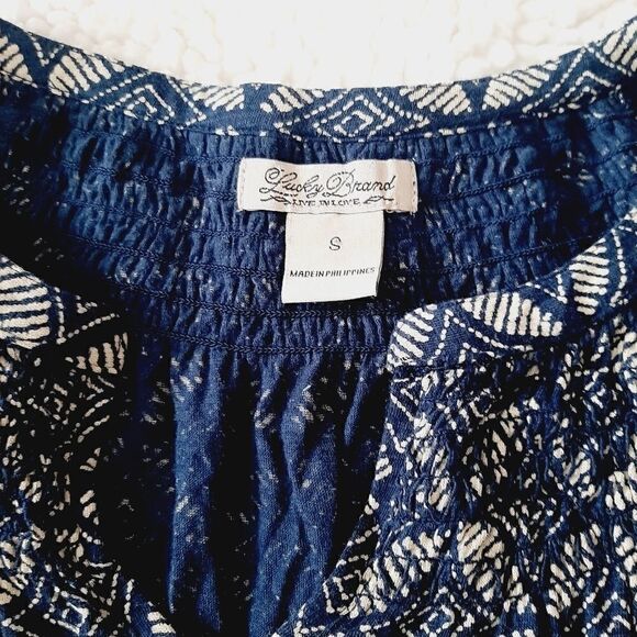 Lucky brand sz small blue circle bohemian blouse - Picture 4 of 4